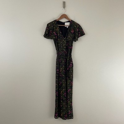 Anthropologie Ett Twa Brenda Floral Botanic Belt Tie Jumpsuit Womens Size 0