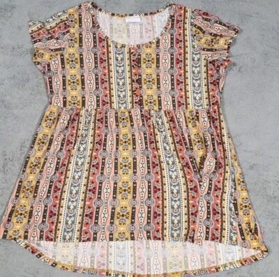 Bobbie Brooks Pullover Blouse/Tunic Women Size 2X Multicolor Cap Sleeve EUC 