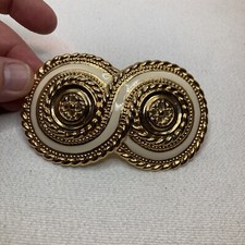 Vintage 80  s Signed Day-Lor Goldtone Ivory Infinity Belt Buckle