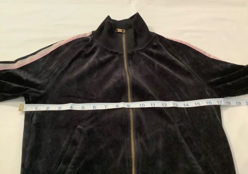 Juicy Velour Jacket Women's Size XSmall Black Full-Zip Track Velvety Stripes - Picture 12 of 21