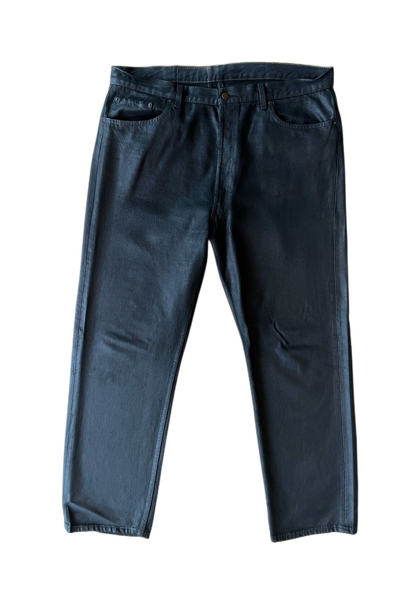 Levis Premium 501 Wax Coated Original Jeans Black Mens 38 x