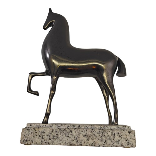 Solid Brass Art Deco Etruscan Horse Sculpture SILVESTRI Statue Granite Base - Picture 10 of 15
