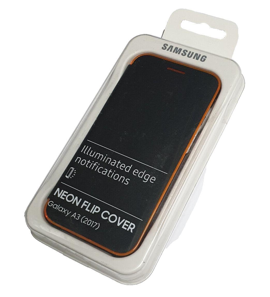 Samsung Official Galaxy A3 2017 Neon Flip Case Cover Illuminated Edge  Black