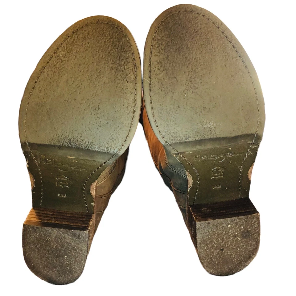 Bota Halógena Talla 5.5 B Alta Envejecida Montar Cuero Marrón Mujer Nueva Sin Caja Foto 4 de 4