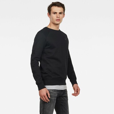 New G-Star Raw Men Motac Slim Sweater Sweatshirt S Black biker 