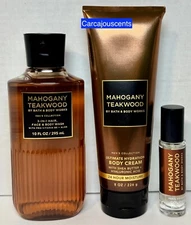 Bath & Body Works Mahogany Teakwood Shower Gel, Body Cream & Cologne Gift Set