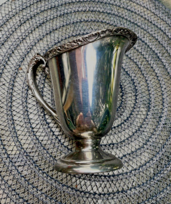VINTAGE ROSE SCROLL BENEDICT PERIOD PLATED NICKEL SILVER CREAMER