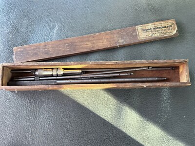 Millers Falls No. 1218 Machinist Inside Micrometer Bore Gauge Tool In Wood Case