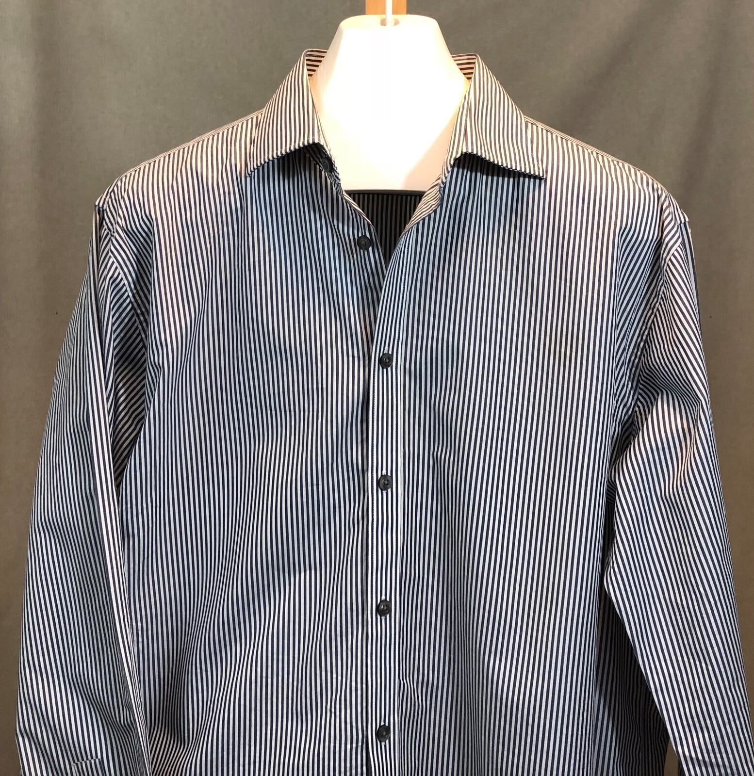 Michael Kors Mens Slim Fit Shirt Blue and White Stripe L/S~17 34/35 (XL) thumbnail 3