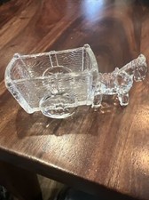 Vintage Glass Horse and Buggy Cart Candy Trinket Dish
