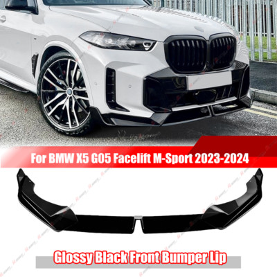 Fits BMW X5 G05 LCI M Package 2024-2026 Glossy Black MP Style Front Lip Spoiler
