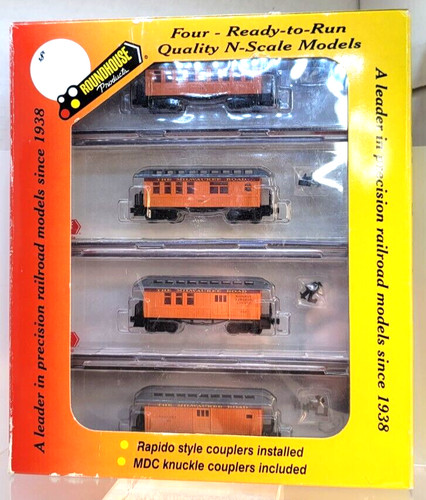 N Roundhouse 89429 34' Overton Milw 4 carros Pass Set rap+knuc cpl con ruedas MTL NUEVO EN CAJA #4 | Zustand: New
