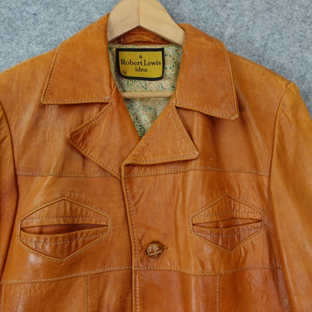 70s Vintage Western Lambskin Leather Jacket Mens 36 XS Tan A