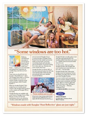 Ford Glass Sunglas Heat Reflective Windows Vintage 1986 Print Magazine Ad