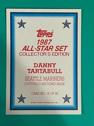 Topps 1987 Glossy All-Star #19 Danny Tartabull - Seattle Mariners - Picture 2 of 2