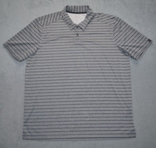 Oakley Performance Polo Shirt Mens XL Gray Black Stripe Short Sleeve Regular Fit