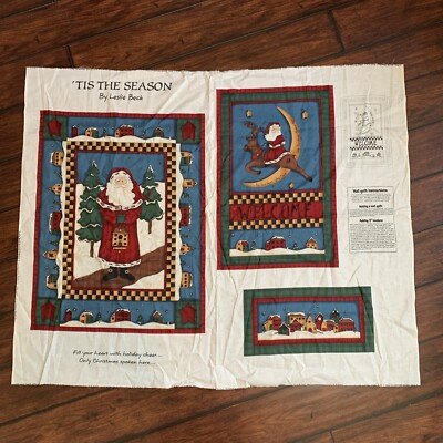 Tis the Season Christmas Hanging Quilt Cotton Fabric Panel Pattern Leslie Beck