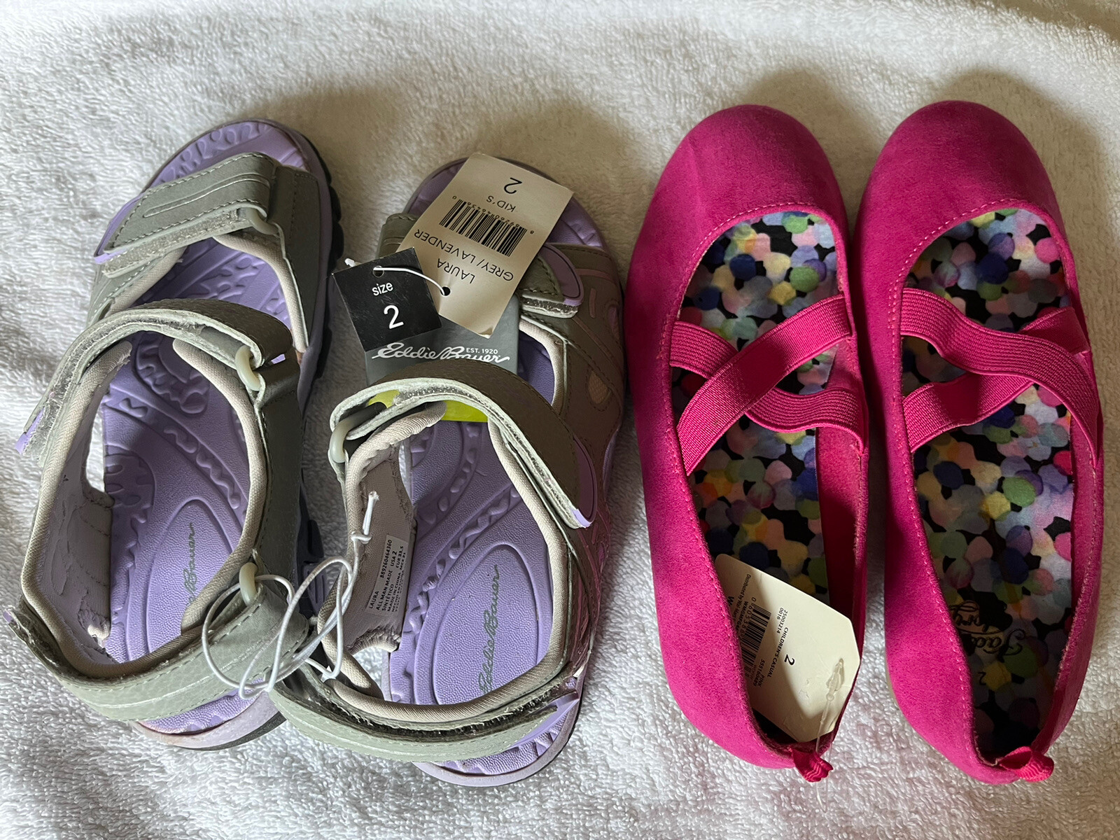 Lotto di 2 paia di sandali da trekking acqua e scarpe eleganti rosa Eddie Bauer Laura bambina