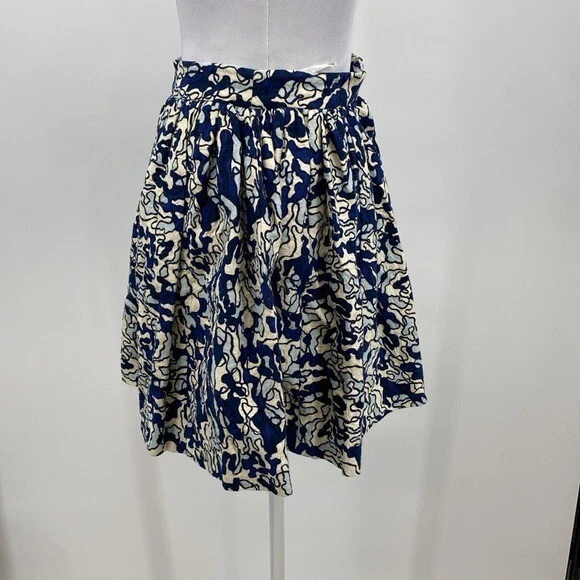 Falda con Volantes Elle Sasson Buri Mujer Talla 34 2 Azul Algodón Seda Plisada Línea A Mini Foto 3 de 4