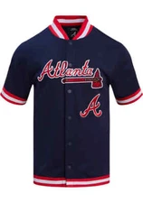 Atlanta Braves Pro Standard Navy Button Down Official MLB Classic Jersey
