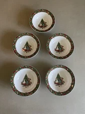 Lot Of 5 International Tableworks Christmas Celebration Cereal Bowl 6 7/8 inch