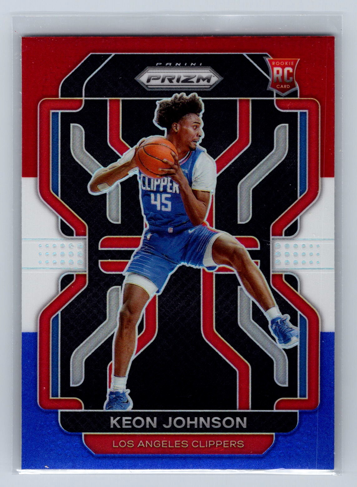 2021-22 Panini Prizm #326 Keon Johnson Red White and Blue Clippers Rookie