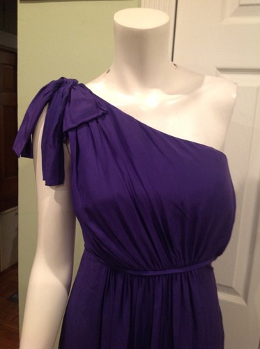 Carlos Miele Purple Silk One Shoulder Amazon Rain Gown $950 Size EUR 34 Nwt - Picture 2 of 7