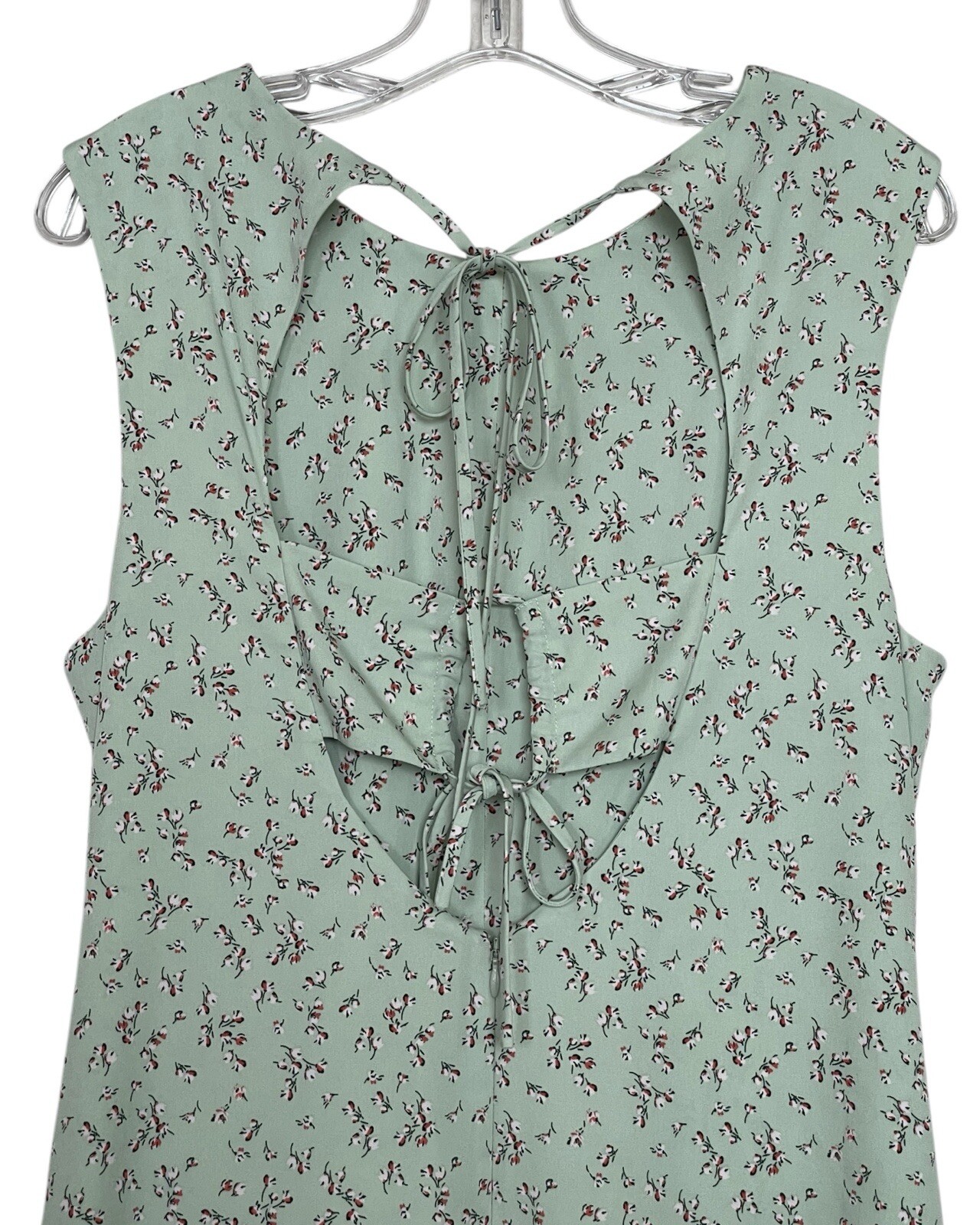 Love Whit By Whitney Port Dress Size Large L Green Floral Ruched Open Back