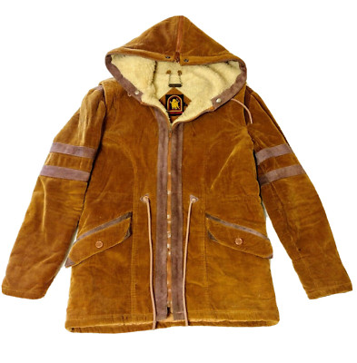  Vintage Men's 40 El Toro Bravo Heavy Coat - Corduroy / Leather Accents - Tan