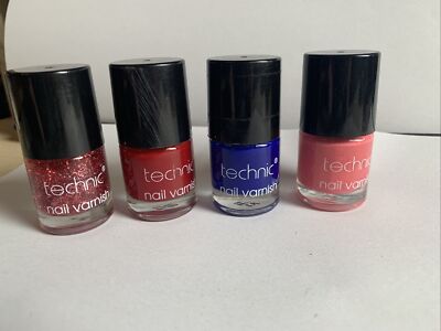 Technic Nagellack x 5 rosa, blau, rot, rosa blendend & lila Knospe