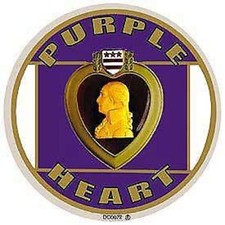PURPLE HEART MEDAL  MILITARY GOLD PURPLE ROUND STICKER DECAL