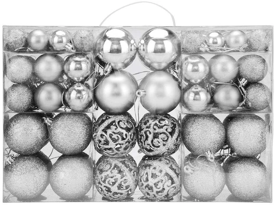 Set 100 palline argento di Natale decorazione albero addobbo diametro 3 4 6 cm - Immagine 3 di 4