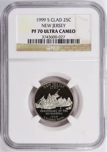 1999 S Clad Proof New Jersey State Quarter - NGC PF 70 Ultra Cameo