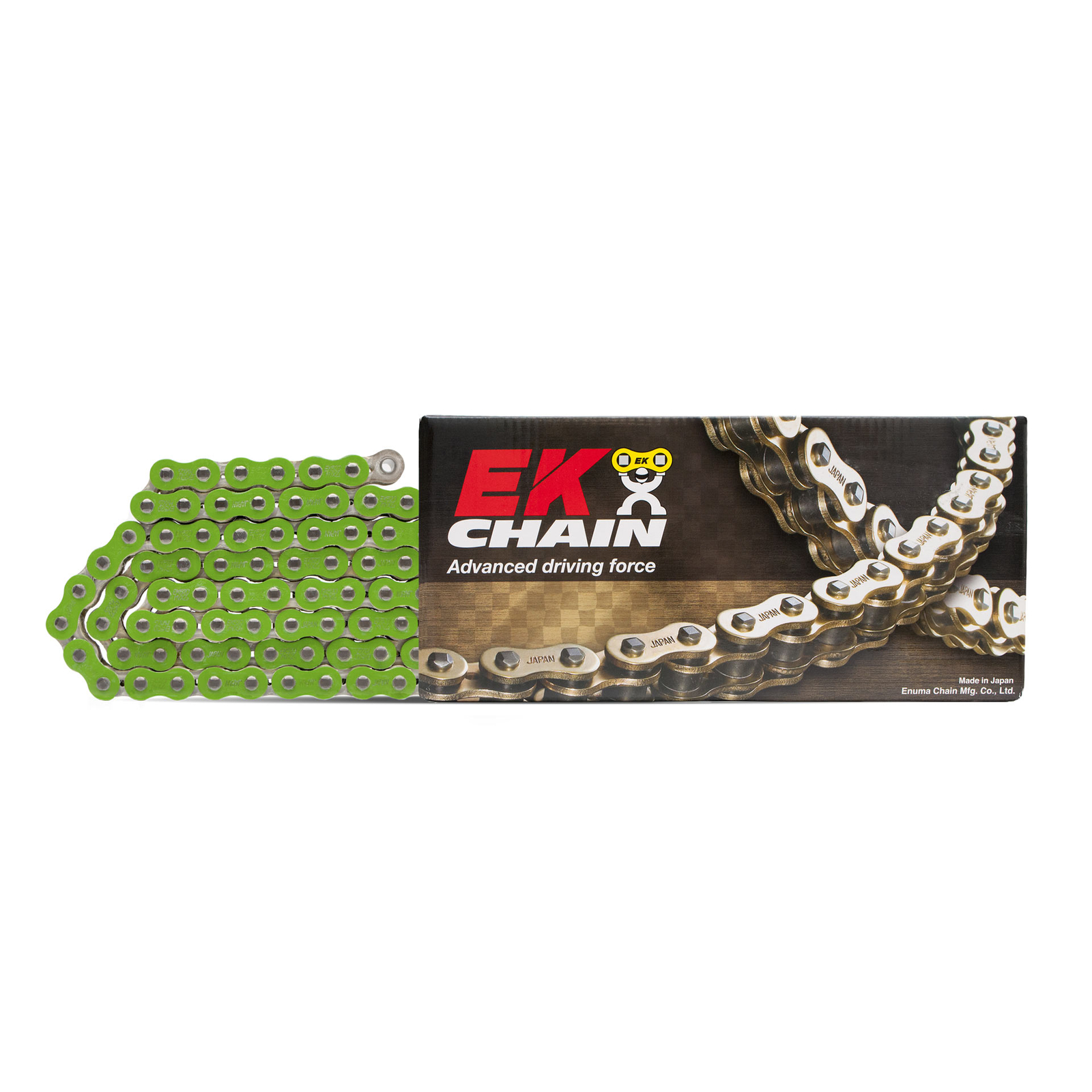 Chaîne EK520MRD-7 verte 120 maillons pour rouler en motocross sur circuit de terre