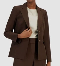 Nipon Boutique Women's Brown Two-Button Suit Separate Jacket Size 4