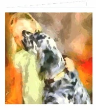 English Setter with Child Blank Note Cards - Set of 6 with Envelopesby DoggyL.