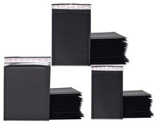 4x8, 6x10, 8x12 Combo  Black Matte Kraft Bubble Mailers  Made from Recycled Pa