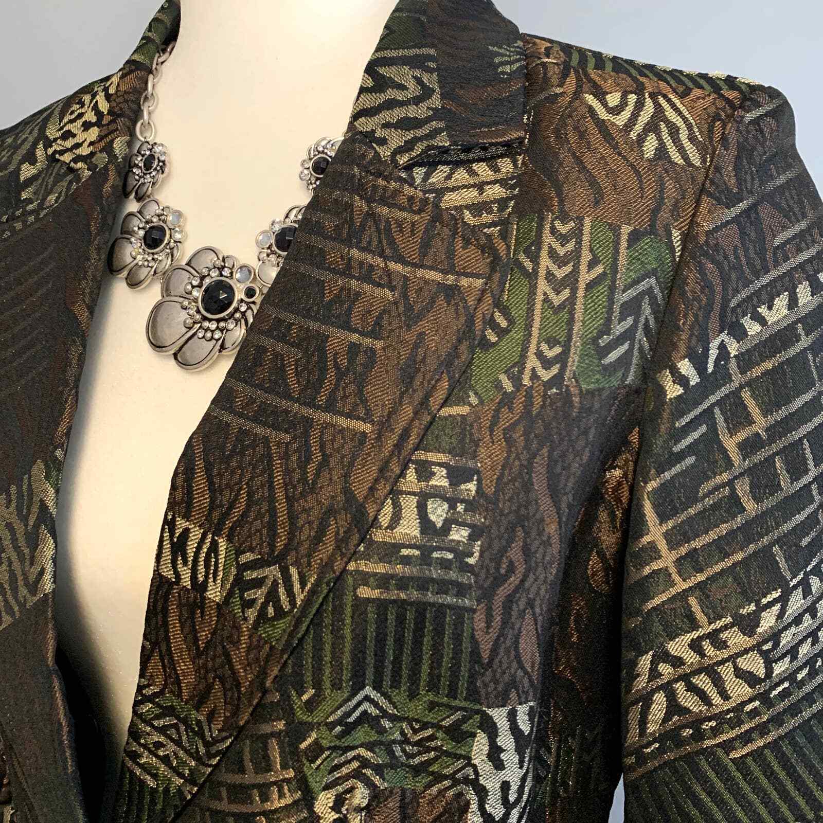 Chico's Brown Metallic Patterned Blazer Jacket 0 … - image 6