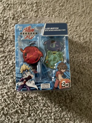 Bakugan Kids LCD Watch With 3 Interchangeable  Tops New In Packaging