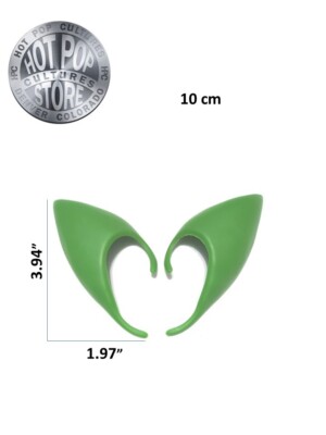 Elf Ears 10 cm Halloween or Cosplay, Small Size for  Small Adult or Child Green