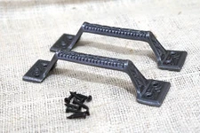 2 Cast Iron Handles Gate Pull Shed Door Handle Drawer Pulls  Vintage Style Farm