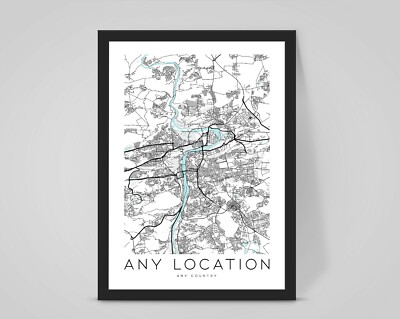 Personalisierte individuelle STADTKARTE, jede STADT/LAND Reise Straße Poster Kunstwerk