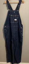 Round House Overalls Mens 48x30 Blue Denim Bib Workwear Farmers Truck Excellent