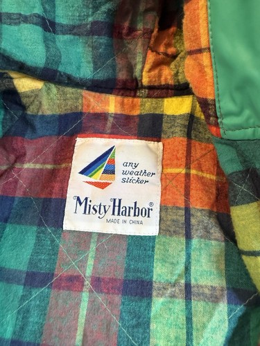 VTG Misty Harbor Any Weather Women's Rain Slicker Jacket MediumPlaid Lined Green - Picture 16 of 16