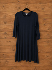 Womens Black Swing Dress Loft Large Stretch Knit 90s Y2K Minimalist Casual