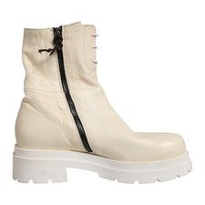 ABHOLPREIS? Schuhe Elfenbein Leder Combat Stiefeletten EU37/US6,5 UVP 520usd