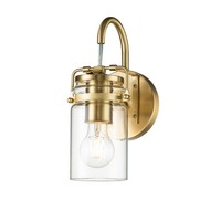 Wandlampe Metall Glas 29,2 Cm Hoch In Messing Industrial Design E27 Wandleuchte