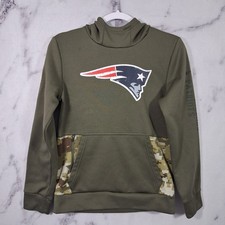 New England Patriots Hoodie Boys M Green NFL Football Nike Salute To Service