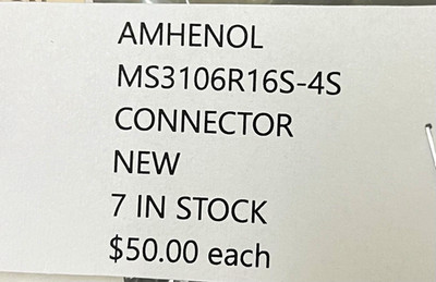 Amphenol Connector MS3106R16S-4S 4-Pin In-Line Crimp 16-20AWG Silver
