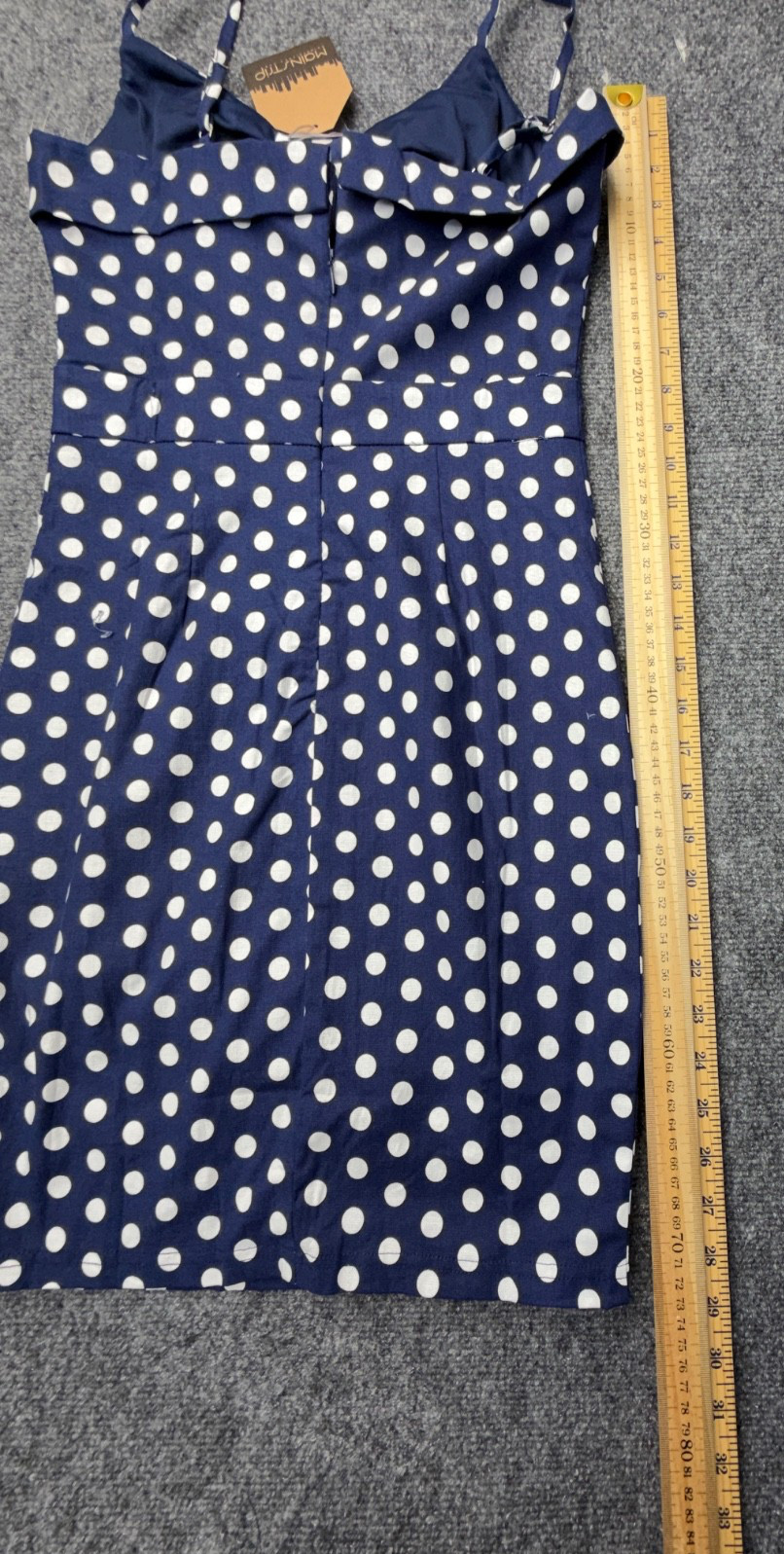 Main Strip NEW Polka Dot Midi Dress Blue White Retro Pinup Medium image 8